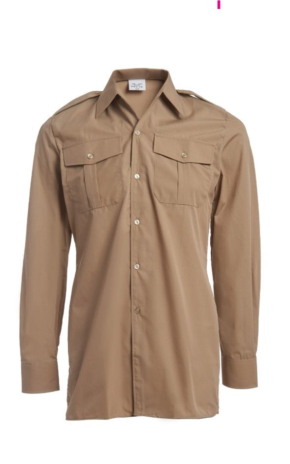 Belgium Army Officer's Khaki Long Sleeve Dress Shirts